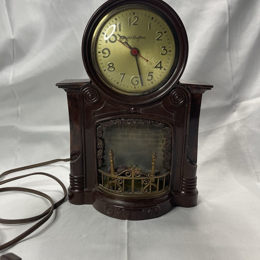 Vintage Master crafters Fireplace ANIMATED Clock Lighted Motion Lamp NOT WORKING - Picture 8 of 8